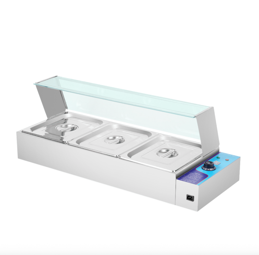 Aloma Bain Marie with Sneeze Guard – 3 Inserts