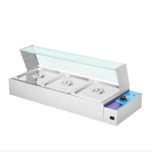 Aloma Bain Marie with Sneeze Guard – 3 Inserts