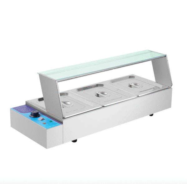 Aloma Bain Marie with Sneeze Guard – 3 Inserts