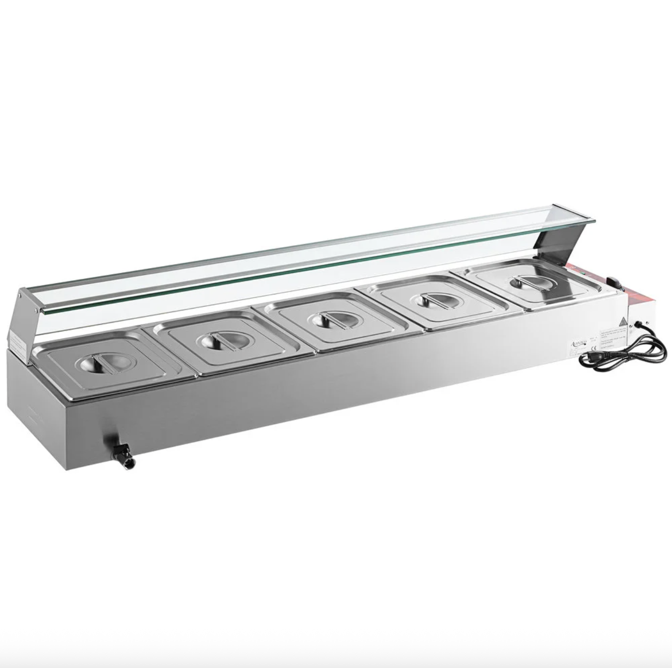 Aloma Bain Marie with Sneeze Guard – 5 Inserts