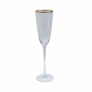 Crystal Striped Champagne Glass with Gold Rim