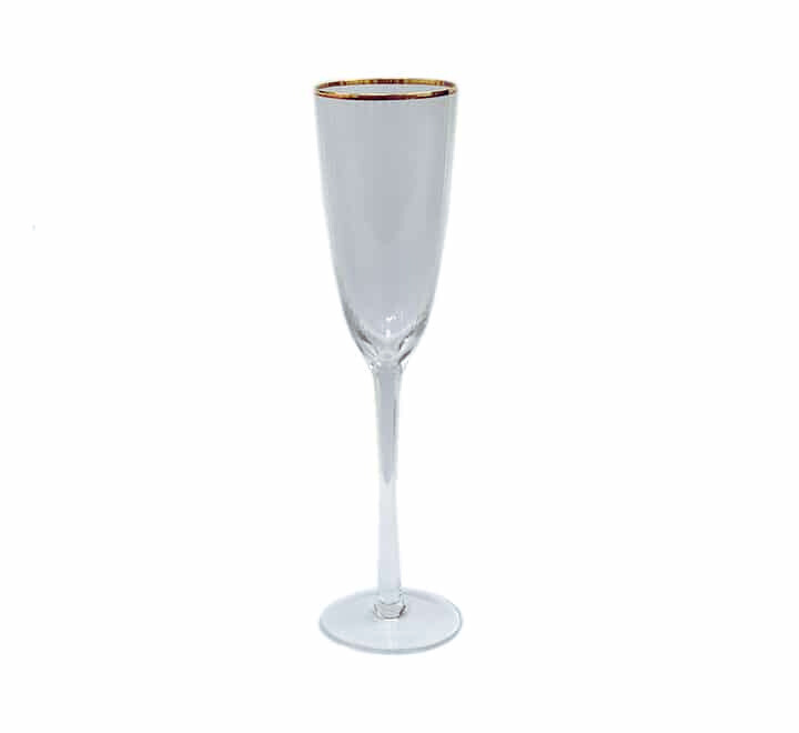 Crystal Striped Champagne Glass with Gold Rim