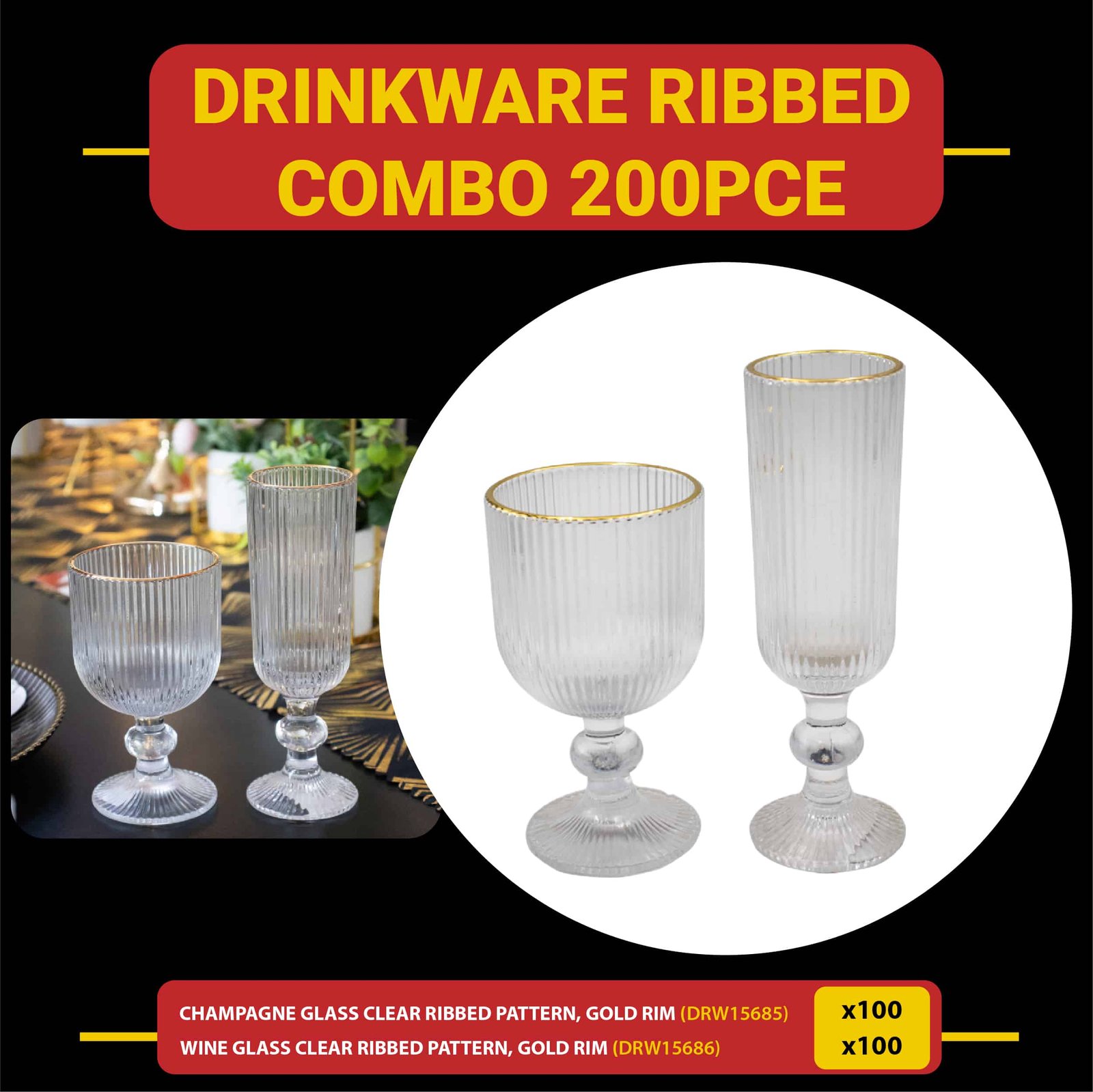 Ribbed Drinkware 200pc Combo