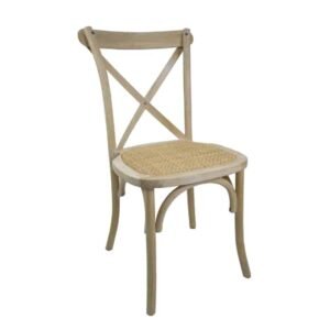 Wooden Cross-back Chair Rattan Seat